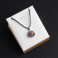 Polished agate cat paw pendant in brownish pink stone on black cord necklace - Multicolor Agate