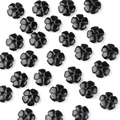 Polished black gemstone beads in a plum blossom flower shape for DIY jewelry making - Black Agate