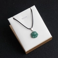Green aventurine stone cat paw pendant with adjustable black cord necklace in a gift box - Green Aventurine