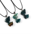 Three natural reindeer pendants carved from amethyst, agate, and aventurine stones - Multicolor Agate