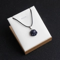 Blue sandstone pendant in cat paw shape with black cord necklace and gift display box - Blue Sandstone (Synthetic)