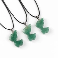 Three pieces of green aventurine stone pendants carved in reindeer shape with black cords - Green Aventurine
