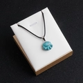 Turquoise color cat paw carved natural stone pendant on black leather necklace cord - Synthetic Blue Turquoise