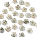 Green natural stone flower beads 14mm with central hole for DIY jewelry making - Labradorite