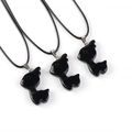 Polished black obsidian reindeer pendants with adjustable black woven cords for Christmas - Obsidian