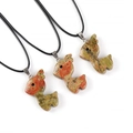 Unakite natural stone carved elk pendant with adjustable black wax rope necklace - Unakite