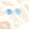 Light blue plum blossom quartz flower beads with center hole for DIY jewelry making - Blue Jade (Dyed)