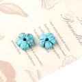 Blue-green turquoise flower beads with black veins and 14mm five-petal blossom design - Synthetic Blue Turquoise