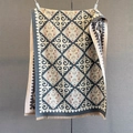 Detail of vintage floral pattern scarf with exquisite long fringe and knit texture - Ethnic Floral Grey (GSJ-552-Grey)