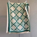 Close-up of forest green paisley pattern scarf with thick fringe and jacquard texture - Lattice Ethnic Forest Green (GSJ-552-Green)
