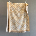 Detailed view of warm orange cashmere feel shawl with paisley pattern and tassel fringe - Exotic Lattice Warm Orange (GSJ-552-Ocher)