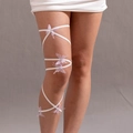 White elastic leg harness with purple mesh butterflies and rhinestones for women - White Butterfly Style (25247-white)