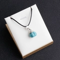 Collana con ciondolo a zucca turchese con cappello da mago argento e cordino nero - Turchese Blu Sintetico