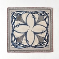 Vintage silk wool square scarf with equestrian chain print and red border edge - 62x62cm / Off White