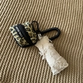 Leopardenmuster-Minibeutel Schlüsselanhänger mit positivem Etikett und Stoffanhänger - Grüne Leopard Quasten Baumwolle Kopfhörertasche