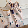 Niedliche rosa Kordelzugtasche mit Papaya-Print und gewebtem Schlüsselanhänger-Zubehör - DUCK Mehrfarbiges Schlüsselband