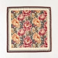 Vintage floral silk blend square scarf with peony and rose print on a cream white base - 62x62cm / Brown Border (ZY-70)
