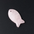 Pink rose quartz fish-shaped pendant with natural stone texture and drilled hole - Rose Quartz (1pc)