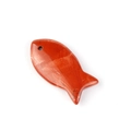 Fish-shaped red jasper pendant with natural stone textures and pre-drilled hole - Red Jasper