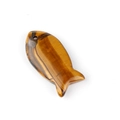 Fish-shaped natural tiger's eye gemstone pendant with smooth gold and brown silk texture - Tiger's Eye (1pc)