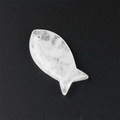 Fish-shaped pendant made of natural clear white crystal with decorative ice crack texture - Clear Quartz (1pc)