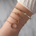 Elegantes 4-teiliges Gold-Armband-Set mit Herz- und Stern-Zirkonia-Anhängern - Blatt Dreieck 4-Teiliges Set (6891-gold)