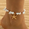 Starfish anklet with white irregular stones and gold beads for a beach holiday look - Gold Starfish White Stone Style (31779-ank-G-EP)