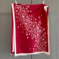 Dettaglio della sciarpa rossa effetto cashmere con motivi floreali e frange sottili - 185*65cm / Rosso