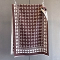 Detail of cashmere-like scarf showing vintage jacquard patterns and short fringe edges - 185*65cm / Dark Brown (GSJ-609-深棕色)