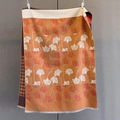 Dettaglio sciarpa in finto cashmere con motivo a foglie di ginkgo e retro pied-de-poule - Marrone