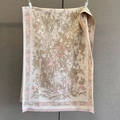 Detail von Vintage Blumen- und Vogelmuster auf Kaschmir-ähnlichem Schal mit Fransen - 185*65cm / Khaki