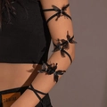 Sexy black butterfly arm wrap with elastic straps and sparkling silver rhinestones - Black Three Butterfly Arm Style (25247-A-black)
