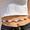 Bohemian seashell and starfish waist chain for beach styling on a female model - Multicolor (23898-colour)