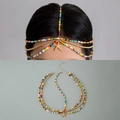 Bohemian multi-layer colorful beaded head chain with golden starfish pendant for summer beach - Multicolor Starfish Style (26799-colour)