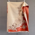 Detailaufnahme von Retro-Paisley-Schal in Beige und Orange mit dekorativen Fransen am Saum - 185*67cm / Orange-Braun (GSJ-573)