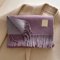 Purple wool blend scarf with fringe details and stitched logo tag for winter warmth - 33x185cm / Purple