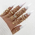 Golden ring set with crystal hearts, butterflies and infinity symbols on fingers - Gold Style 25432