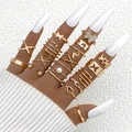 15-piece gold boho ring set featuring butterfly, heart, and pearl accent designs - Gold Style 25553