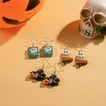 Halloween Acryl Ohrringe Set mit Totenkopf, Geist und Kürbis Motiven für Damen - 3-Paar-Set (27189-colour)