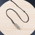 Spotted dalmatian stone hexagonal prism pendant with adjustable black braided rope cord - Dalmatian Jasper With Cord