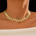 Französische Vintage-Halskette mit goldenen Blättern und Perlen am Schlüsselbein - Goldblatt Perle Französischer Vintage Stil (27739) / Gold