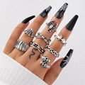 9pcs Gothic skull and spider ring set in vintage silver finish for punk stacked look - 9Pcs Scorpion Skull Style (22889-silver)