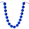 Bohemian bold blue bead necklace featuring glossy oversized round beads in a V-shape - Bohemian Beaded Style (27326) / 18mm Bead Diameter / Blue