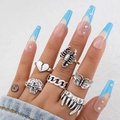 6-piece vintage silver gothic ring set featuring skull, scorpion, and butterfly designs - 6Pcs Scorpion Butterfly Style (22880-silver)