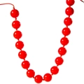 Macro detail of glossy red large beads on single layer Bohemian style necklace - Bohemian Beaded Style (27326) / 18mm Bead Diameter / Red