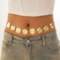 Close-up of golden starfish waist chain with circular spiral texture on metal plates - Concentric Spiral Texture / Gold