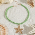 Starfish pendant necklace featuring green braided rope cord for summer beach vacation - Starfish(26700-green)
