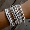 Bohemian multilayer seed bead bracelet set with white and silver beads for women - White/Clear/Silver Bohemian Set (27474-white)