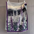 Detalle de bufanda de cachemira floral con dobladillo de borlas púrpuras y paisaje - Borde Púrpura (GSJ-533-Borde Púrpura) / 185*68cm