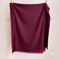 Detailed view of dark burgundy cashmere-feel scarf with elegant matching tassels - Dark Red (SM-10)